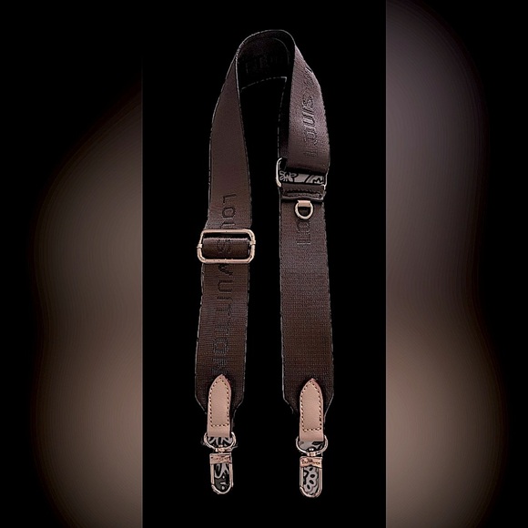 Wide Guitar Strap Replacement Strap Dark Brown with Gold Accents - Picture 1 of 1